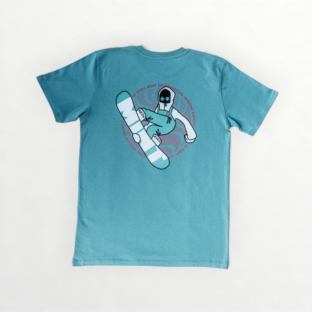 Kids Crotty Snowboarder Tee in teal